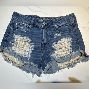 American Eagle Outfitters Jean Shorts with Lace Details